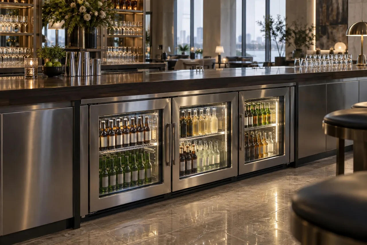Back Bar Cooler Guide: Bar Fridge Sizes, Glass Doors and Placement