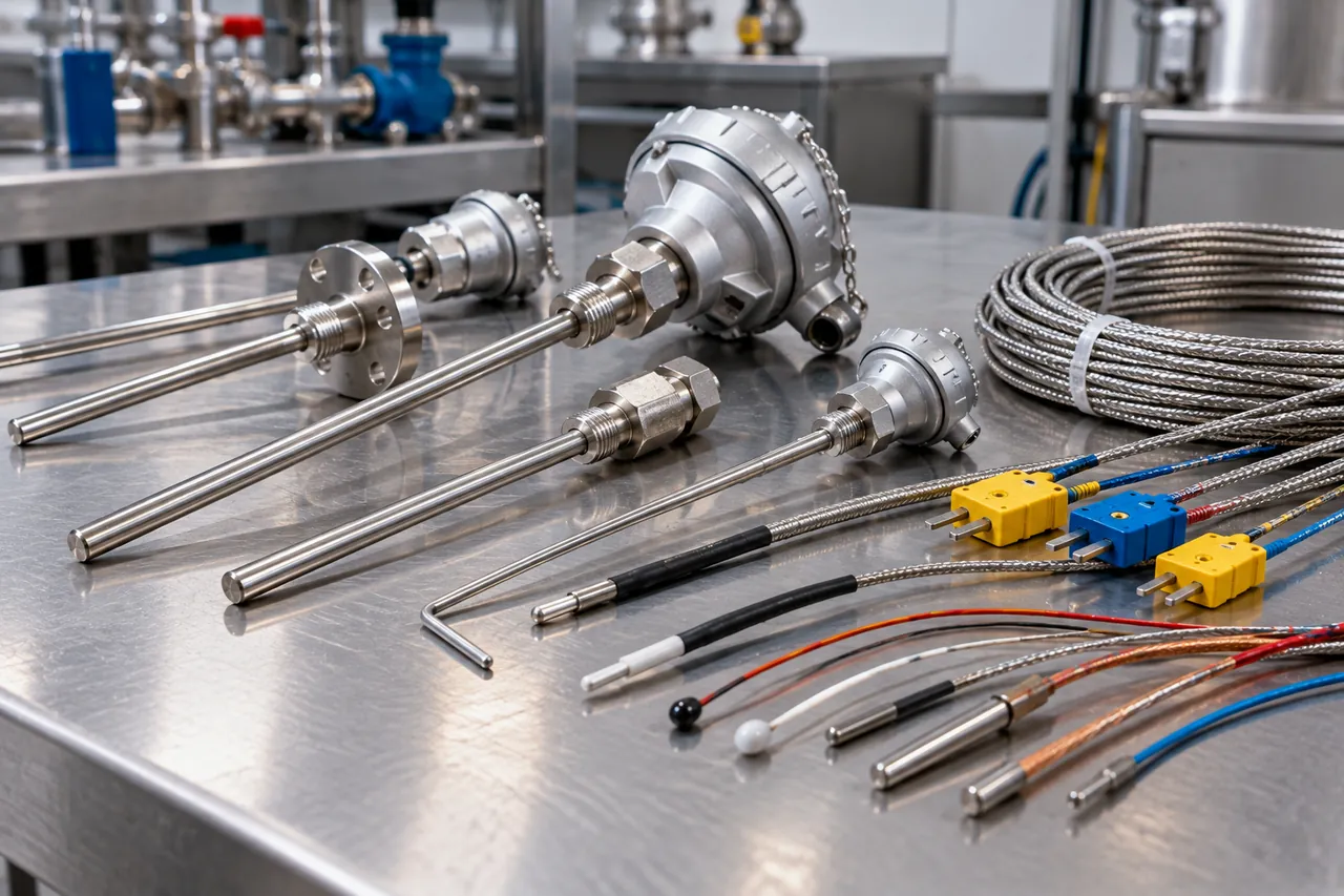 RTD temperature probe and multi-channel thermocouple logger used for temperature measurement in a cold room